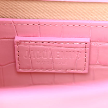 Jacquemus Calfskin Crocodile Embossed Le Grand Bambino Pink 6 of 9
