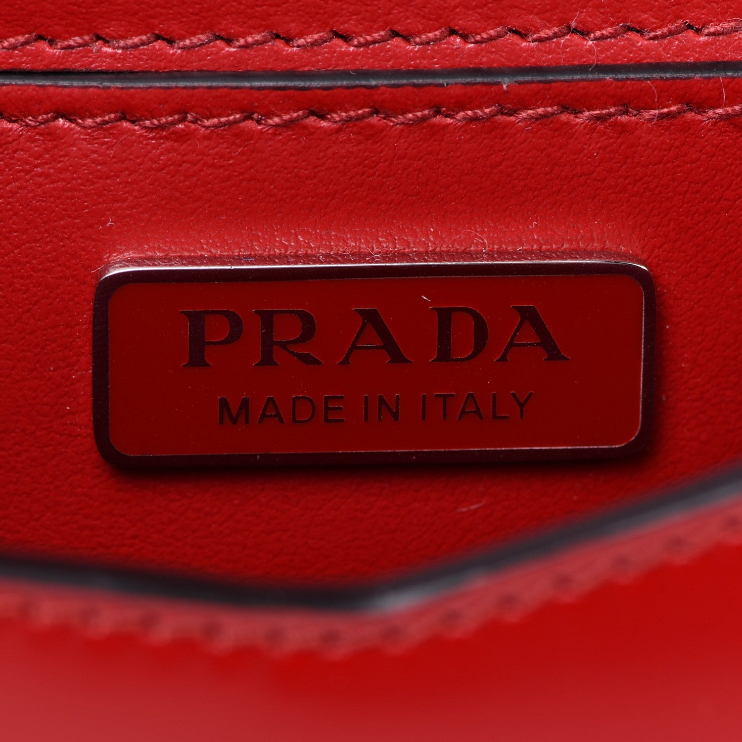 Prada Spazzolato Triangle Logo Plate Flap Chain Crossbody Bag Scarlatto Black 8 of 8