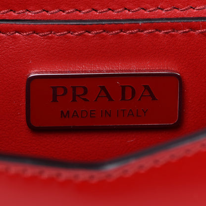 Prada Spazzolato Triangle Logo Plate Flap Chain Crossbody Bag Scarlatto Black 8 of 8