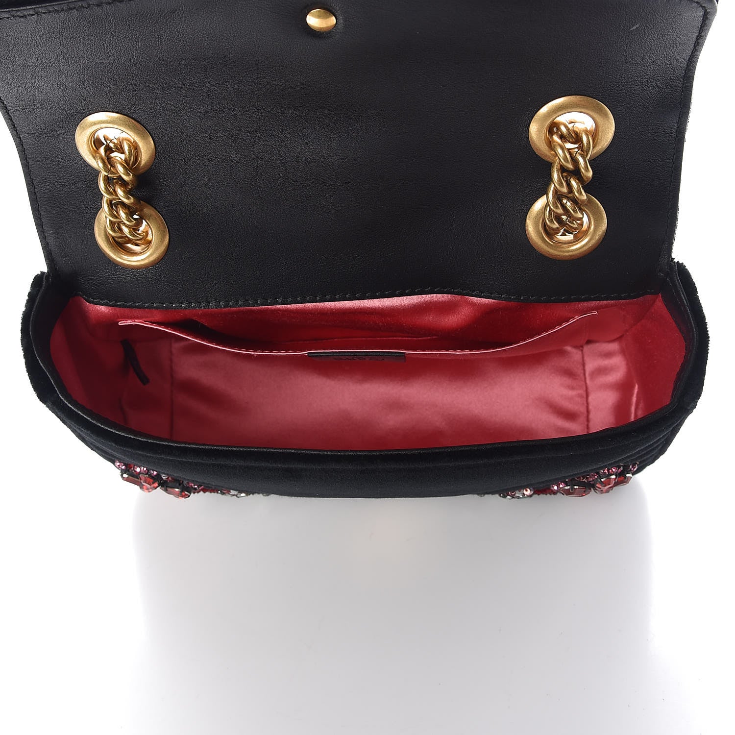 Gucci Velvet Matelasse Embroidered Mini GG Marmont Shoulder Bag Black 5 of 8