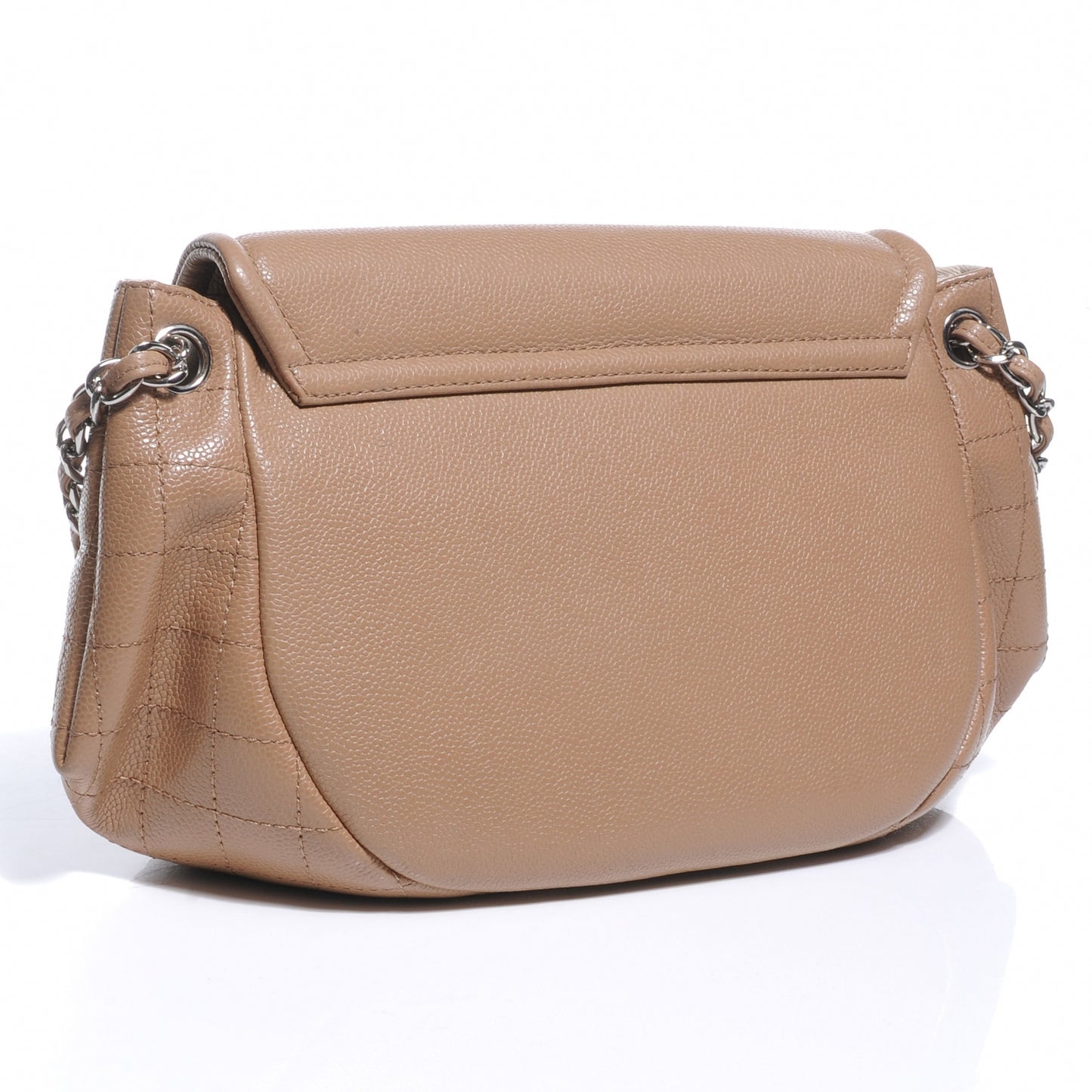 Caviar Half Moon Large Flap Dark Beige