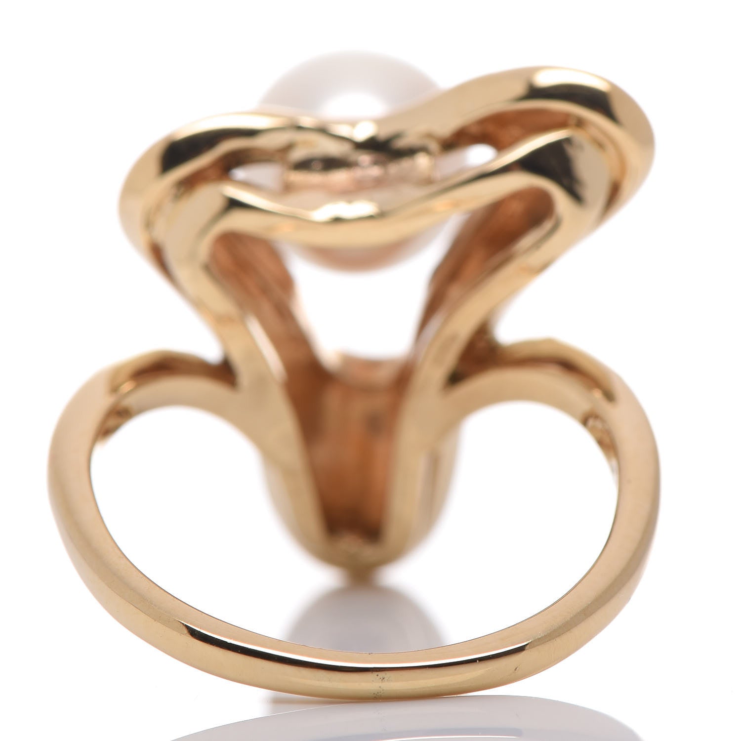 Mikimoto 18K Yellow Gold Akoya Pearl Enamel Cocktail Ring 49 4.75 Blue 3 of 4
