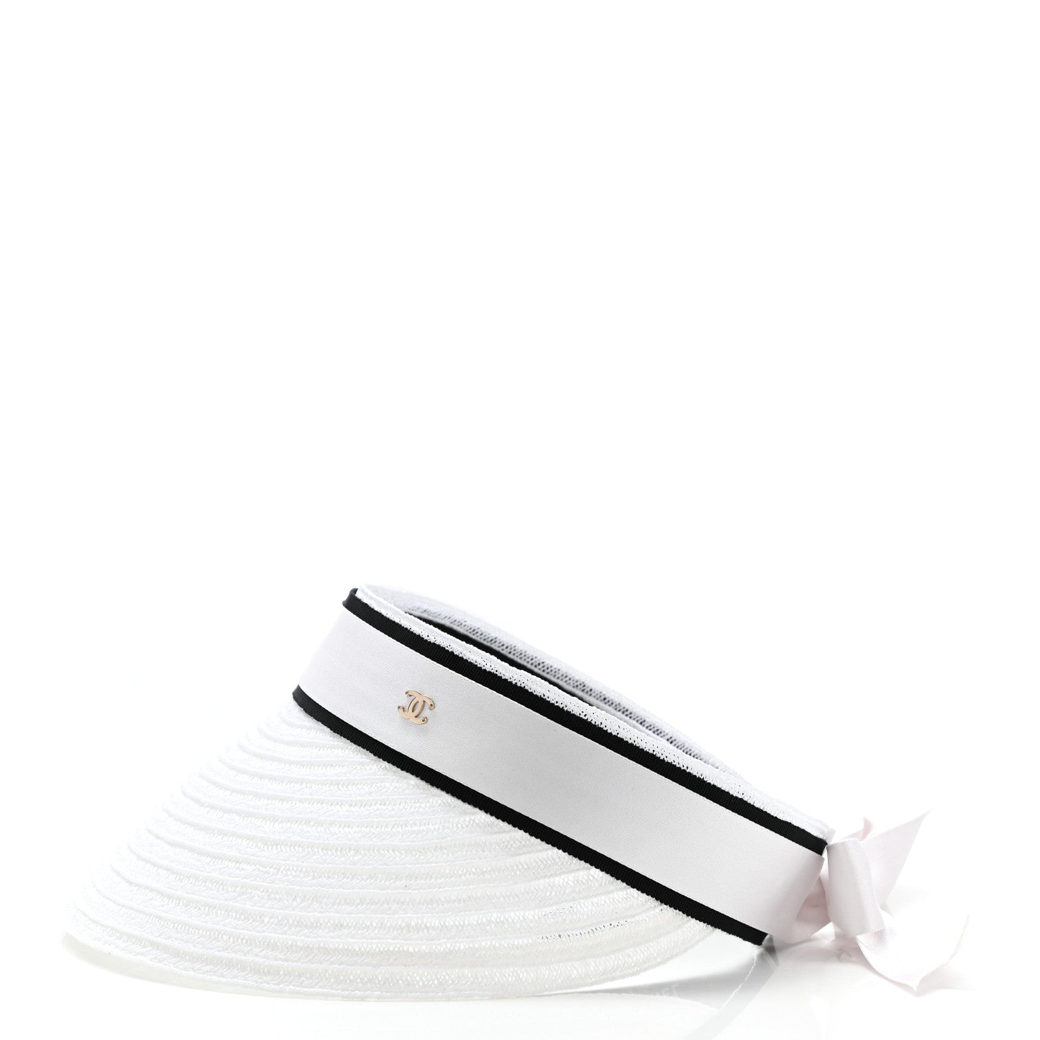 Chanel Abaca Cotton Ribbon Visor S Ecru White 4 of 9