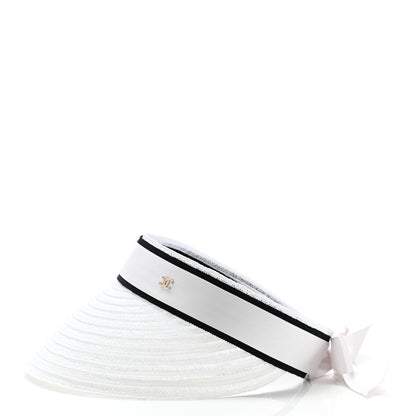 Chanel Abaca Cotton Ribbon Visor S Ecru White 4 of 9