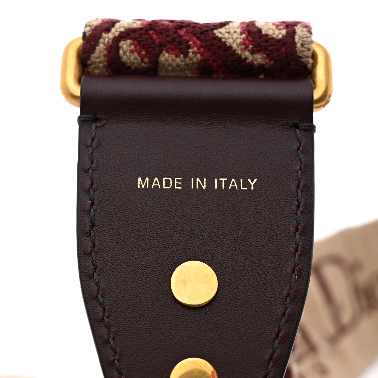 Christian Dior Oblique Studded Shoulder Strap Burgundy 5 of 5