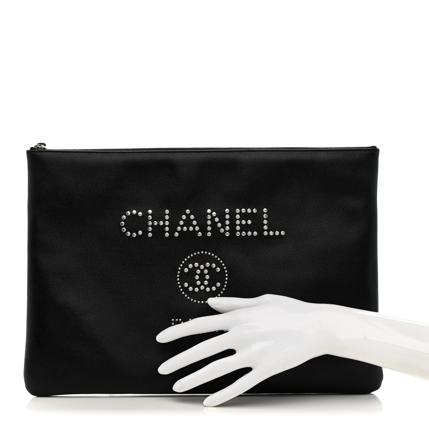 Chanel Caviar Studded Medium Deauville Pouch Black 2 of 7