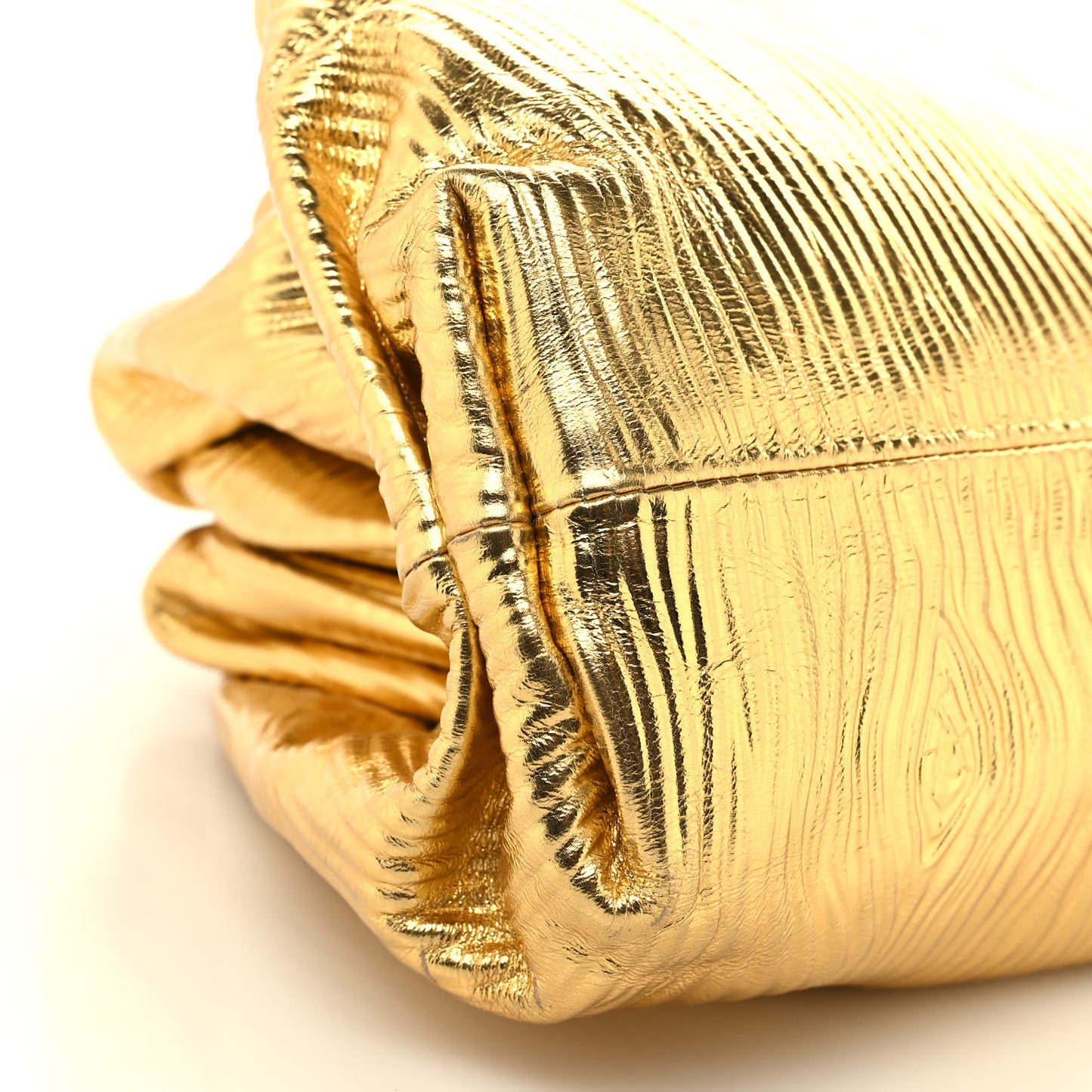 Metallic Bark Calfskin Embossed The Pouch Oversized Clutch Oro