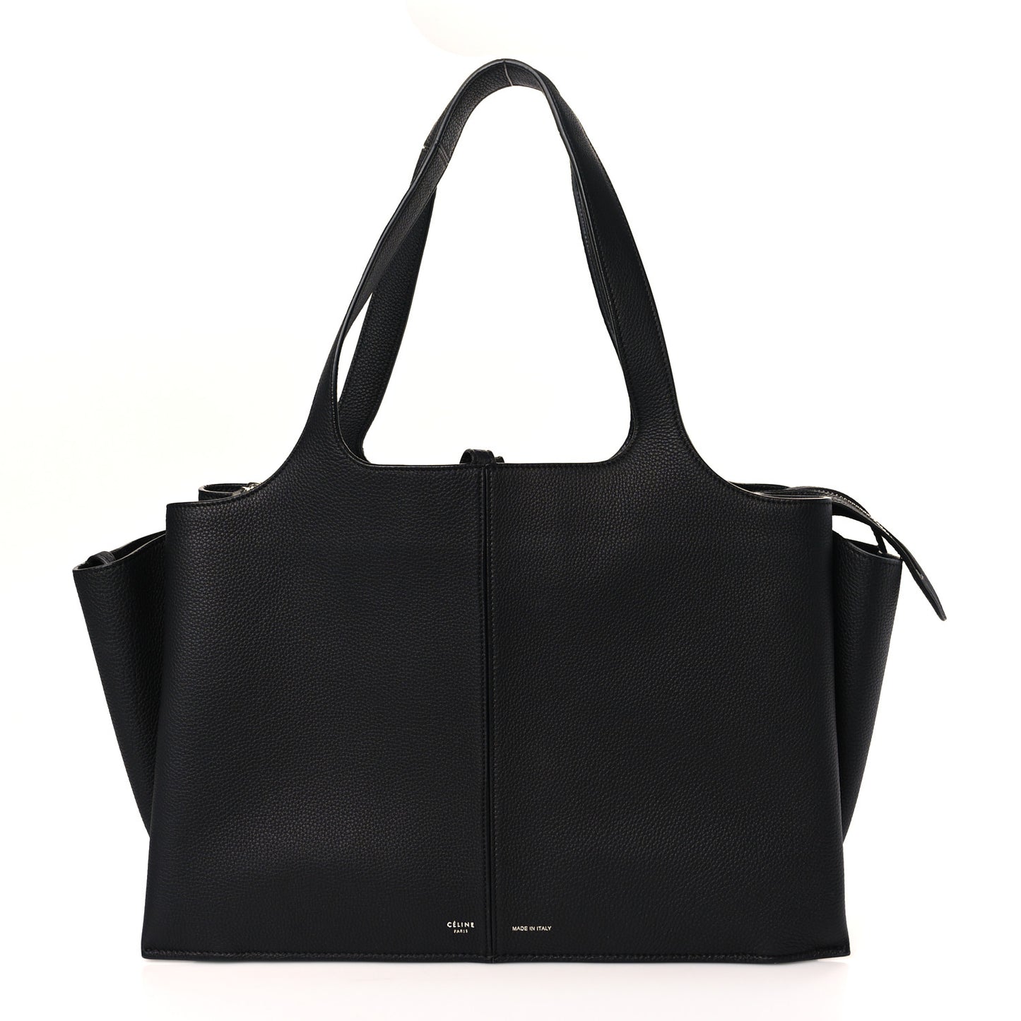 Baby Grained Calfskin Medium Tri-Fold Bag Black