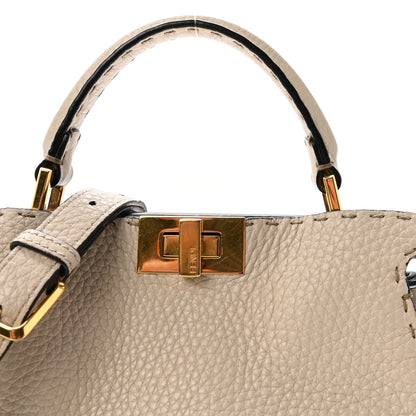 Fendi Cuoio Romano Selleria Bi-Color Mini Peekaboo Iconic Satchel Beige Blue 7 of 9