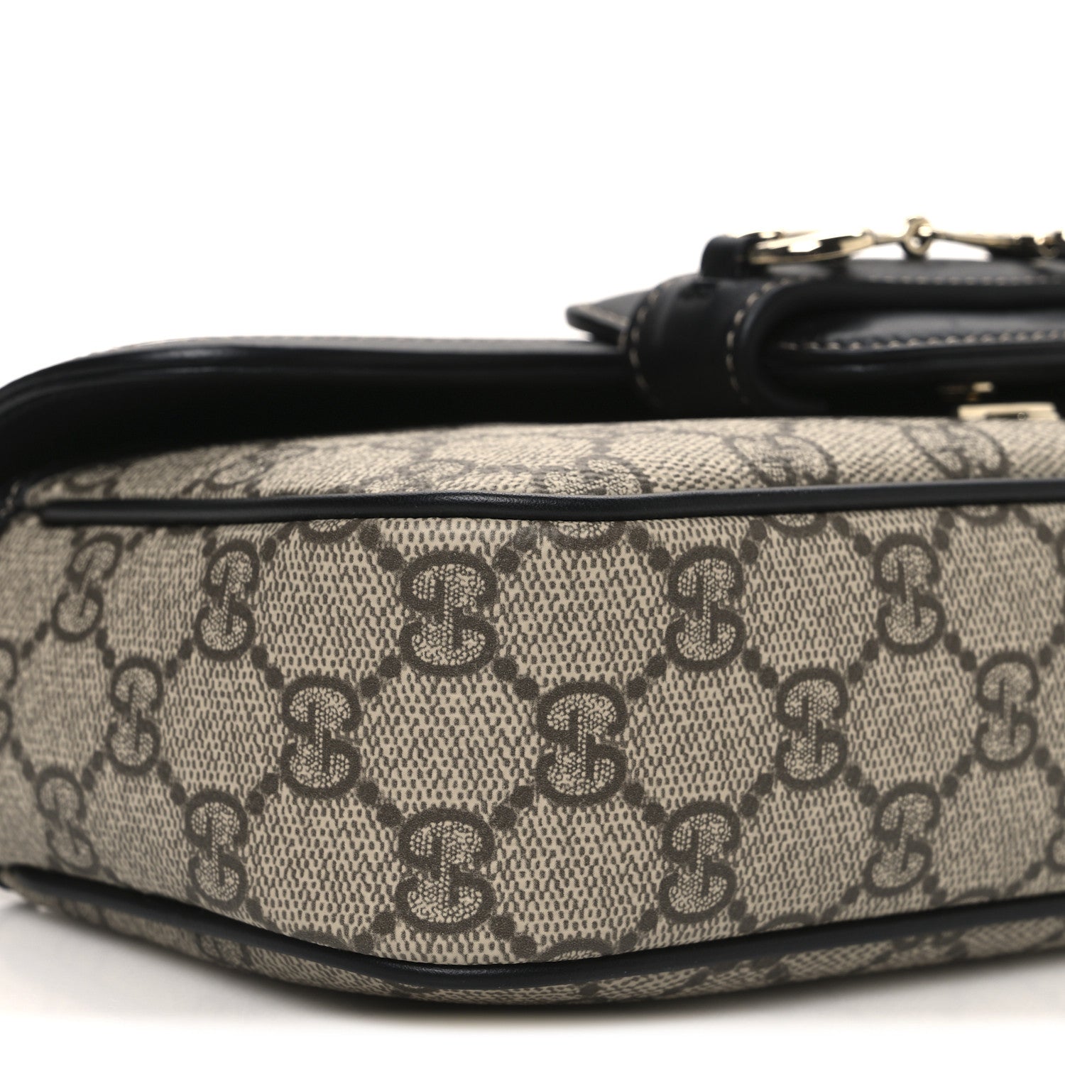 Gucci GG Supreme Monogram Horsebit 1955 Small Soft Top Handle Shoulder Bag Beige Black 9 of 12