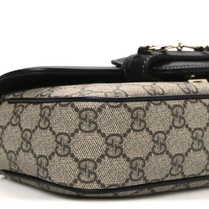 Gucci GG Supreme Monogram Horsebit 1955 Small Soft Top Handle Shoulder Bag Beige Black 9 of 12
