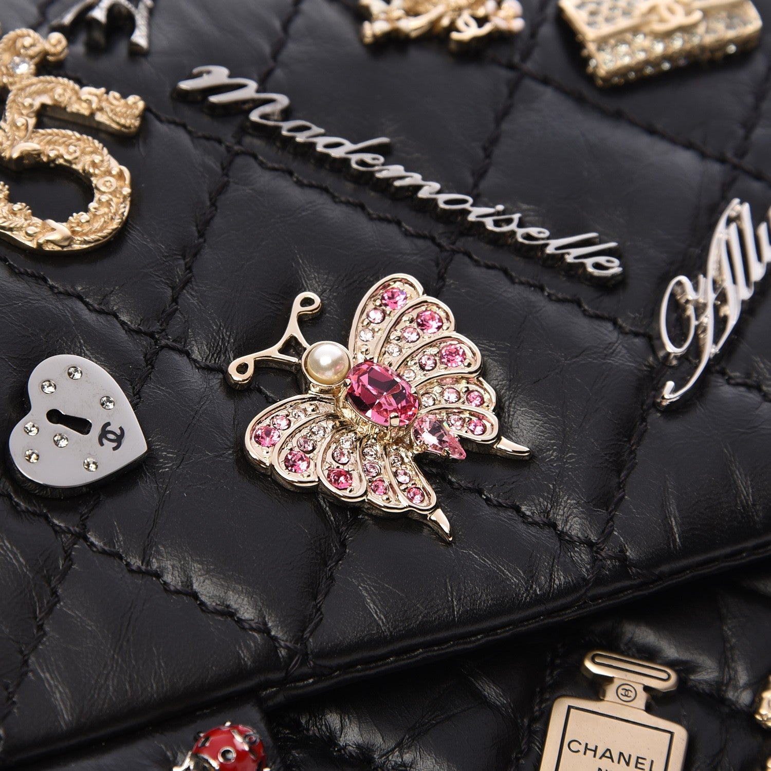 Chanel Aged Calfskin Lucky Charms 2.55 Reissue 225 Flap Black 6 of 10
