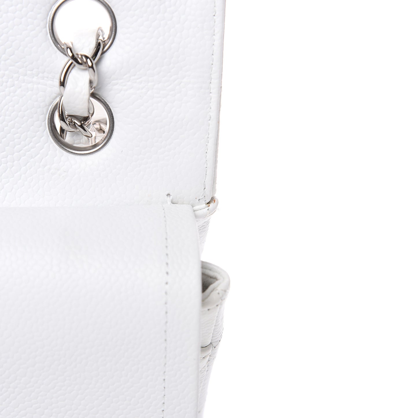 Caviar Quilted Medium Double Flap White