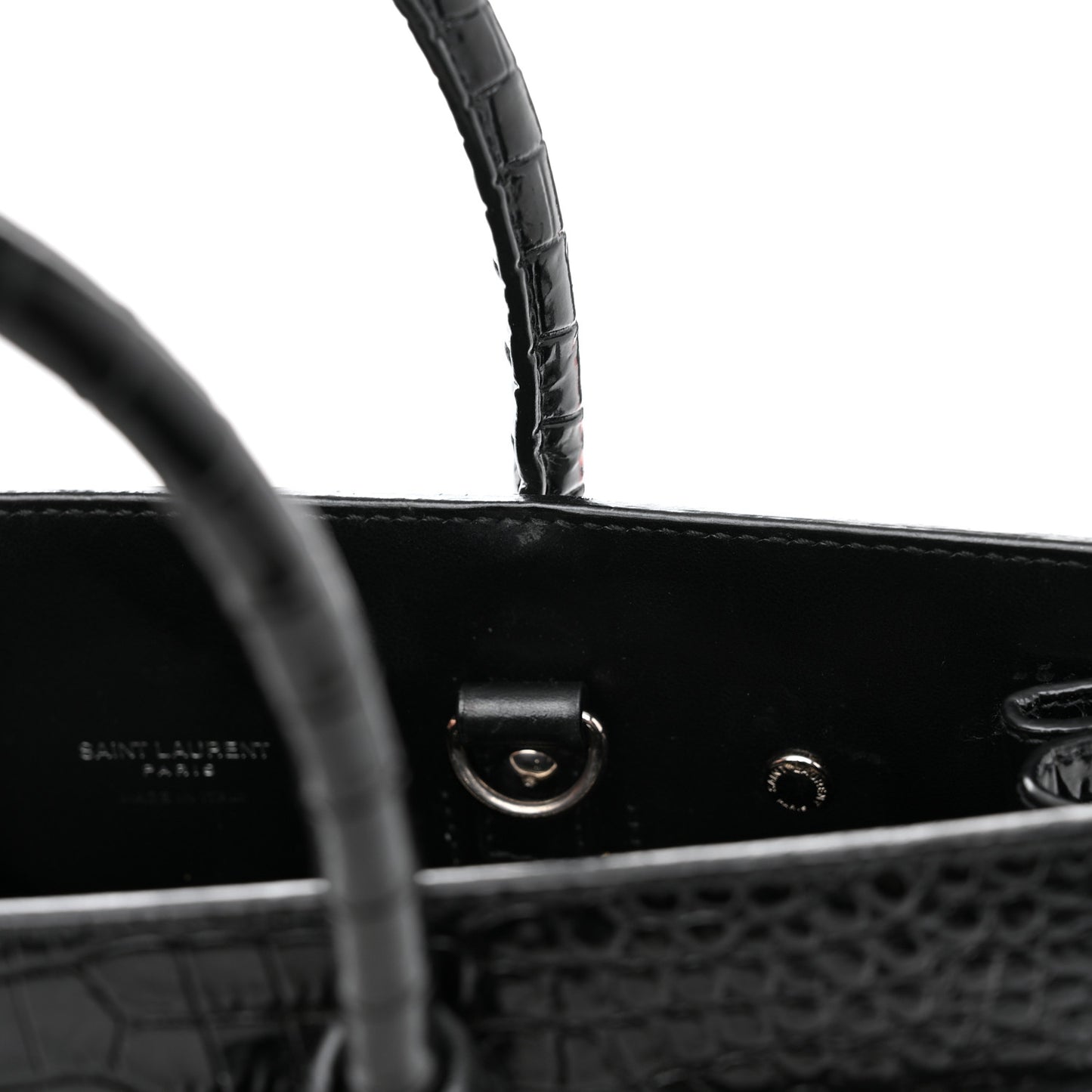 Calfskin Crocodile Embossed Baby Sac De Jour Black
