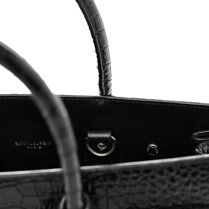 Saint Laurent Calfskin Crocodile Embossed Baby Sac De Jour Black 14 of 14