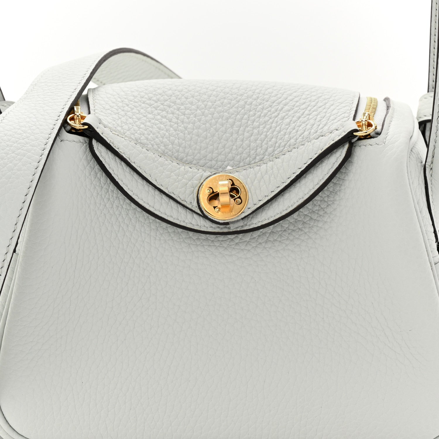 Hermes Taurillon Clemence Mini Lindy 20 Bleu Pale 8 of 11