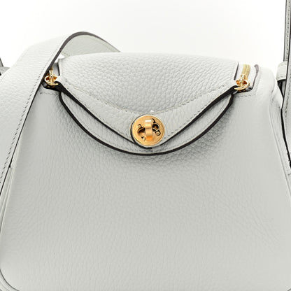 Hermes Taurillon Clemence Mini Lindy 20 Bleu Pale 8 of 11
