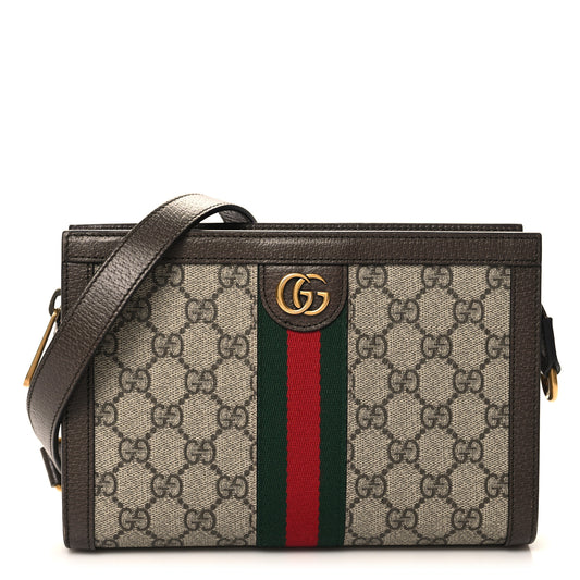 GG Supreme Monogram Web Small Ophidia Shoulder Bag Brown