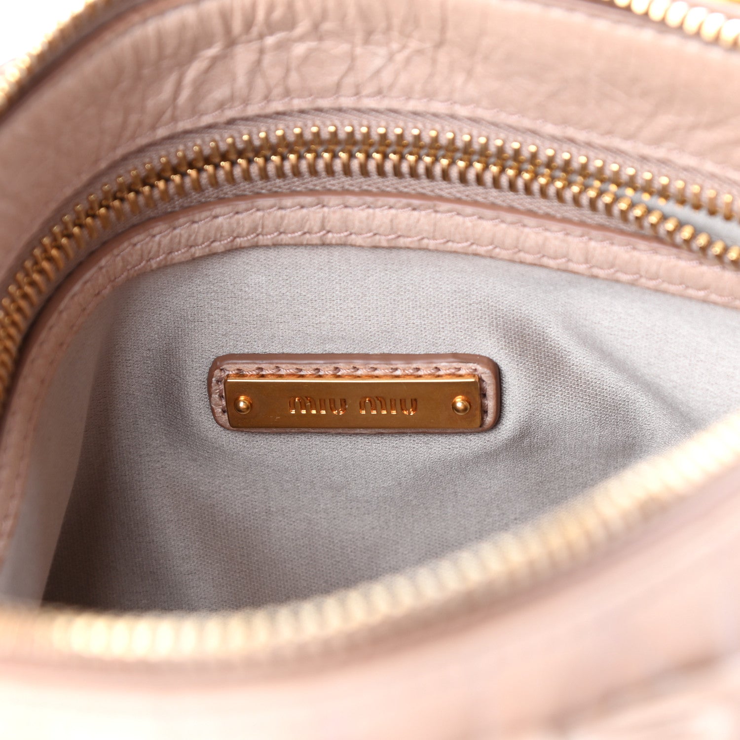 Miu Miu Vitello Lux Matelasse Bow Shoulder Bag Cipria 6 of 9