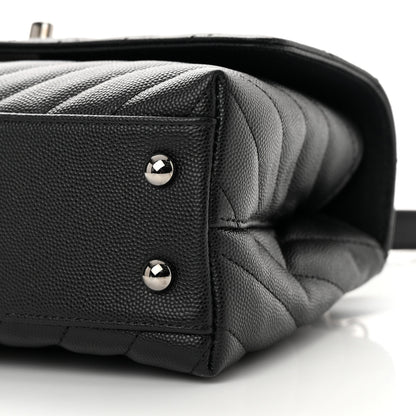 Chanel Caviar Chevron Quilted Mini Coco Handle Flap Black 9 of 11