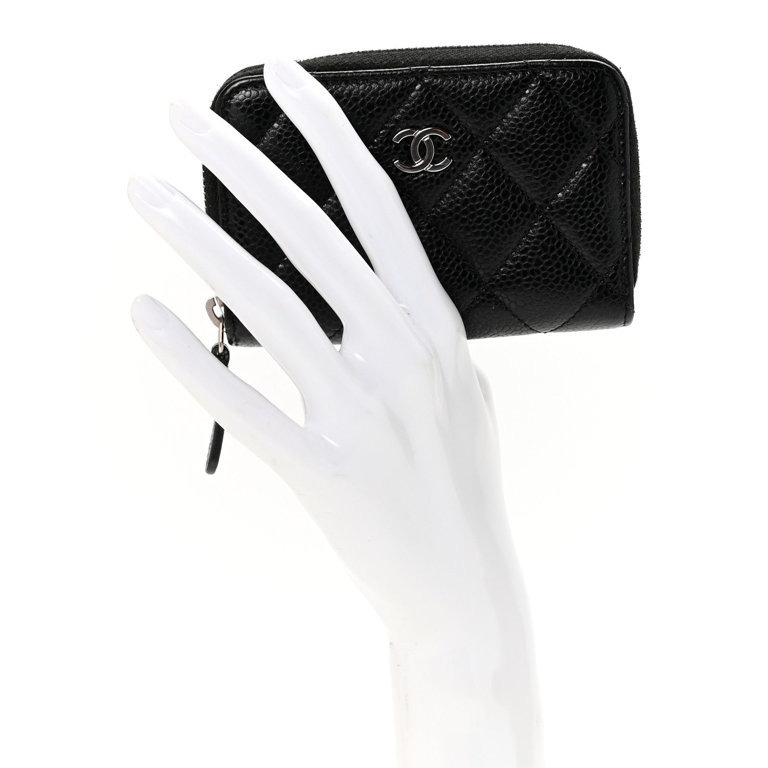 Chanel Caviar Quilted Zip Coin Purse Black 2 of 7