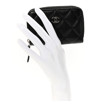 Chanel Caviar Quilted Zip Coin Purse Black 2 of 7
