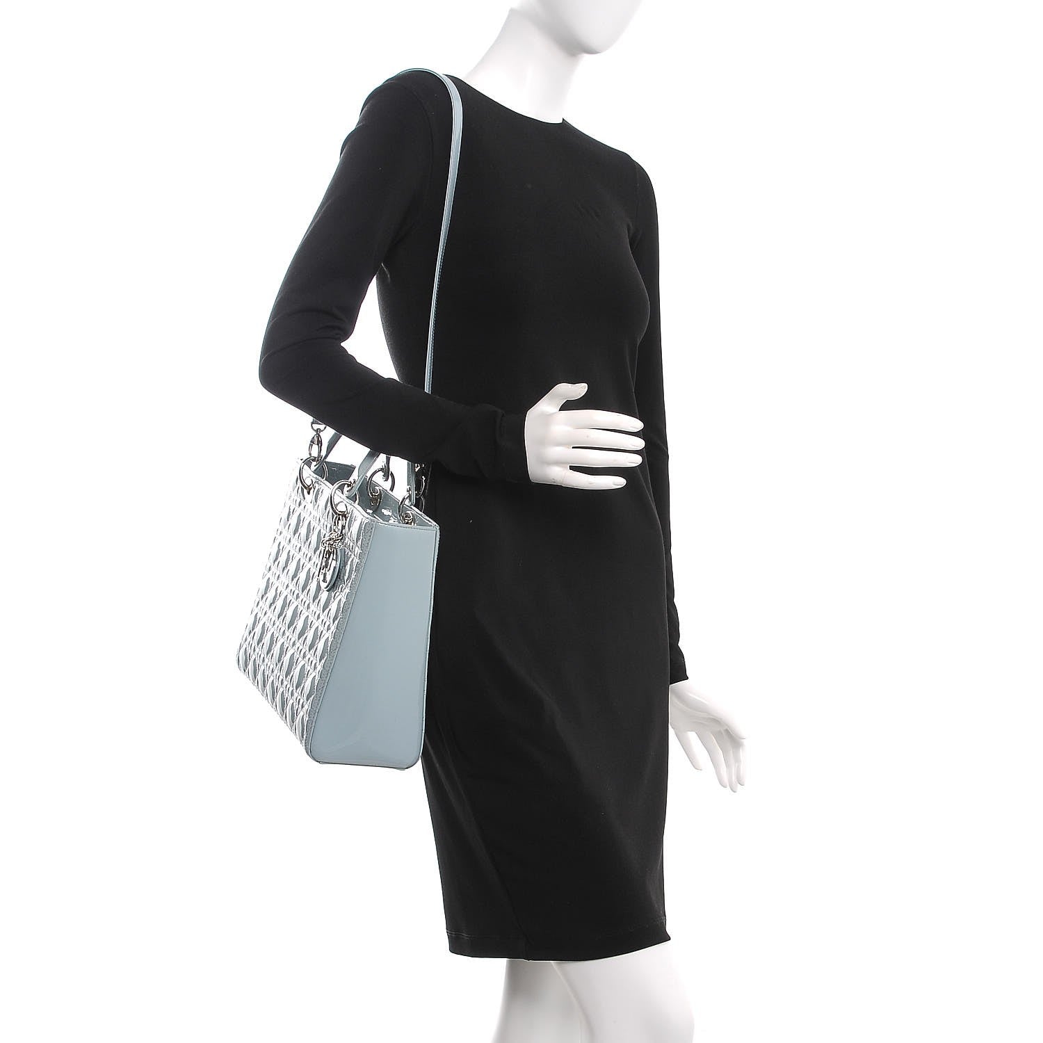 Christian Dior Patent Cannage Large Lady Dior Light Blue 2 of 12