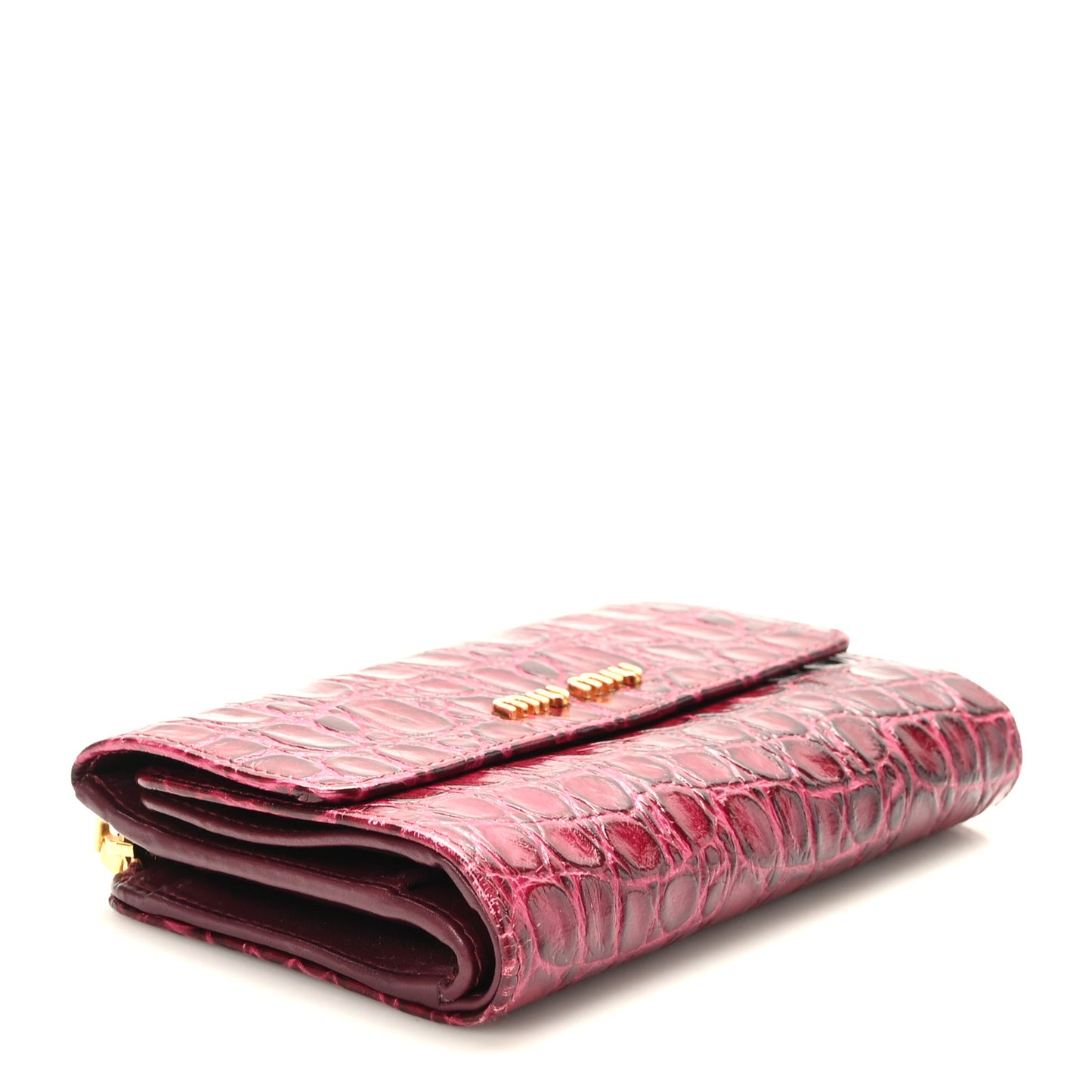 Vernice Alligator Embossed Wallet Dark Red