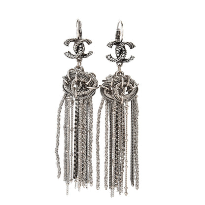 Chanel Ruthenium Crystal Chain CC Drop Earrings 1 of 4