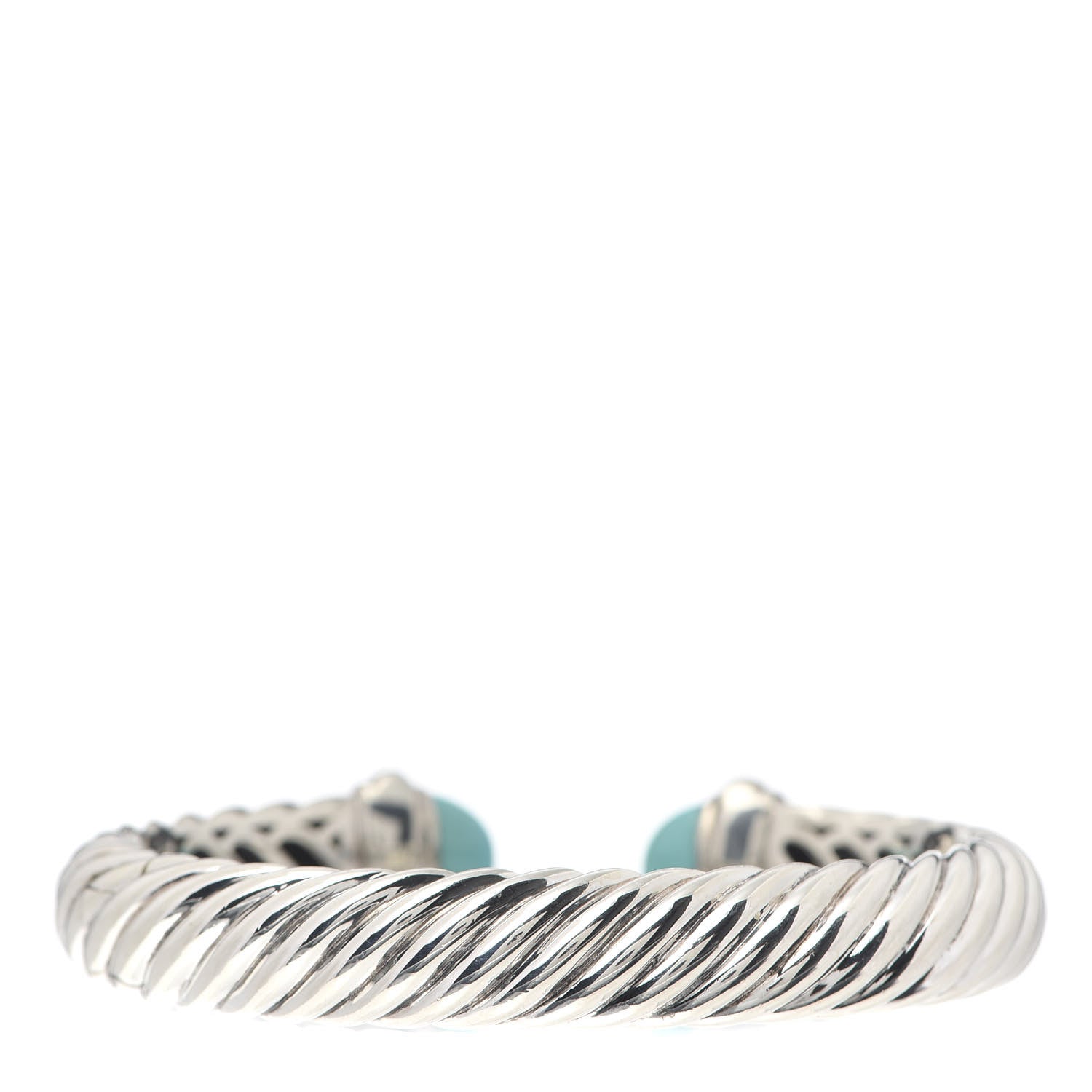 David Yurman Sterling Silver Turquoise 10mm Waverly Bracelet 3 of 5