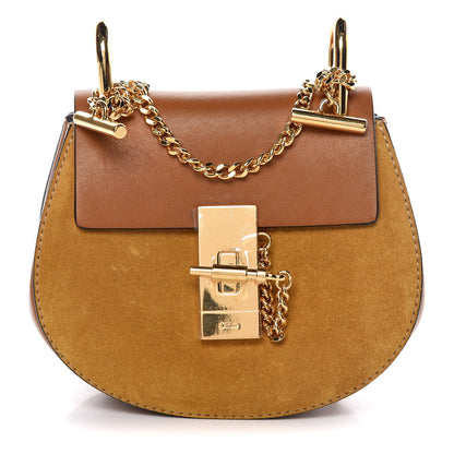 Chloe Suede Smooth Calfskin Nano Drew Shoulder Bag Caramel 1 of 9