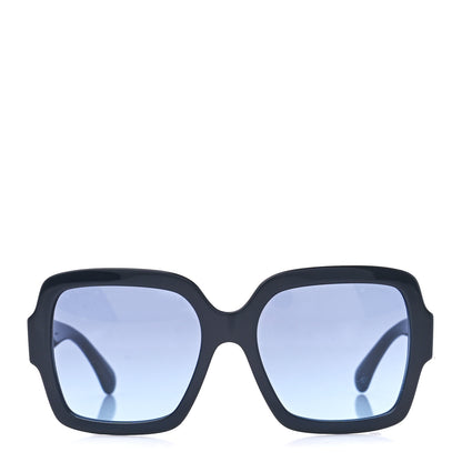 Chanel Acetate Square Heart Sunglasses 5479-A Black Blue 2 of 8