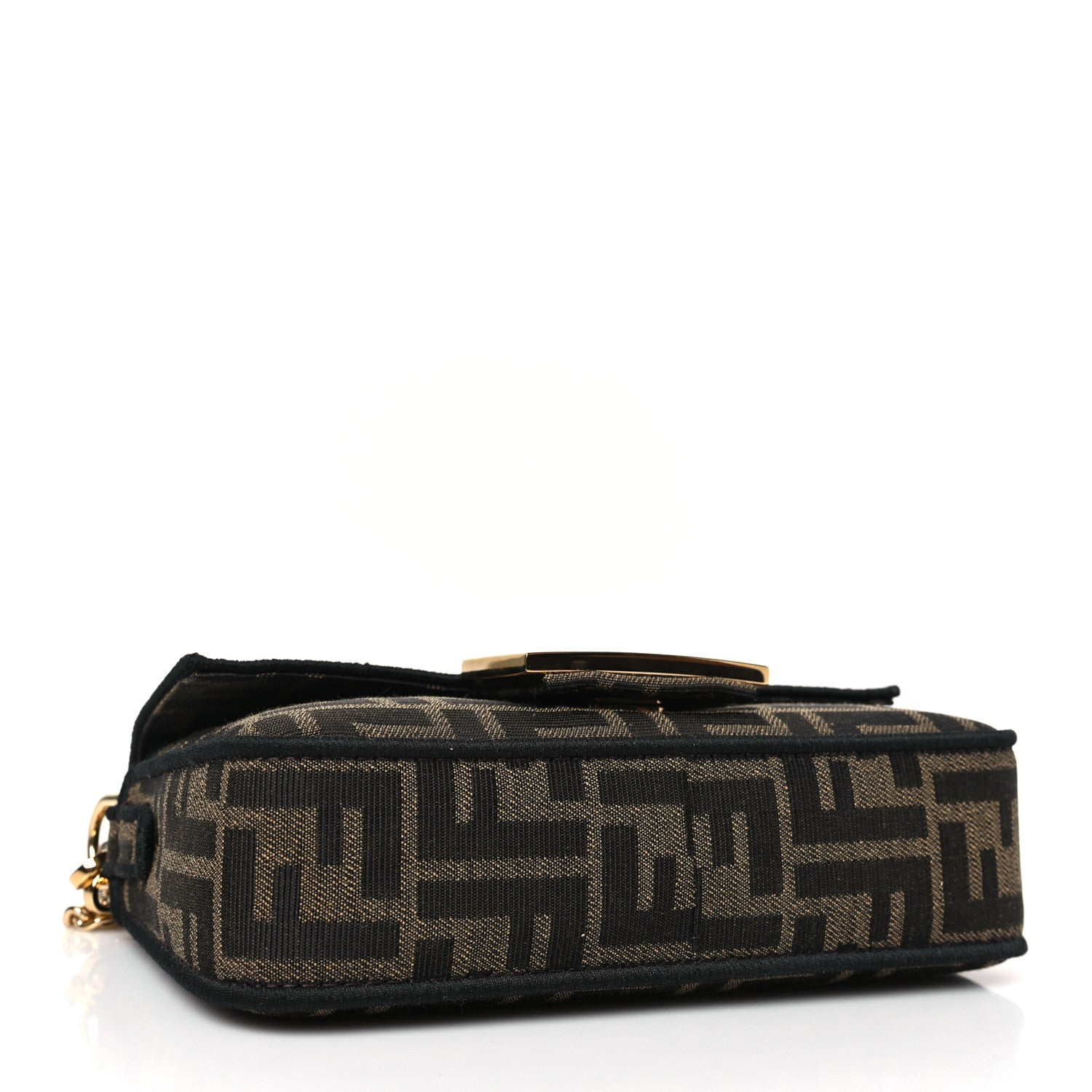 Fendi Fabric Jacquard FF 1974 Mini Baguette Tobacco Moro Black 4 of 9