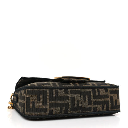 Fendi Fabric Jacquard FF 1974 Mini Baguette Tobacco Moro Black 4 of 9