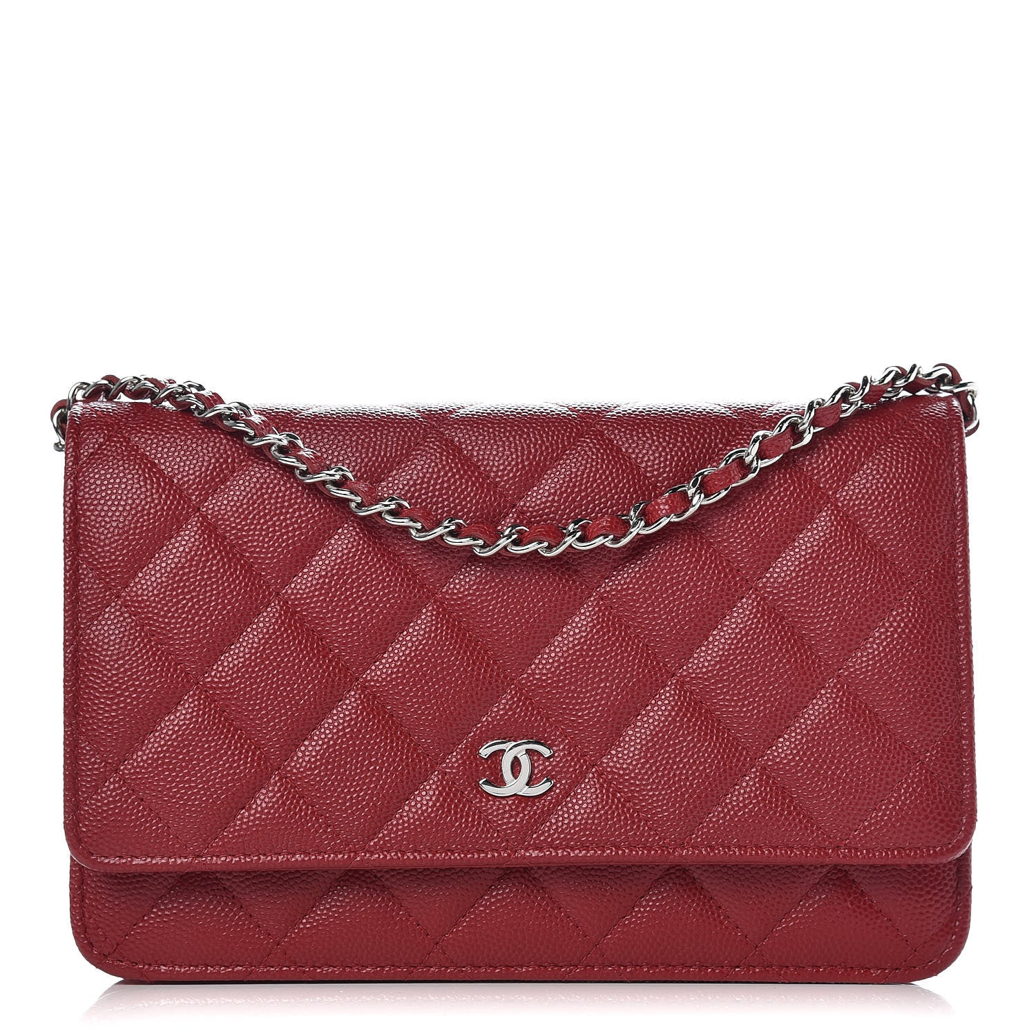Chanel Caviar Quilted Wallet On Chain WOC Dark Red 1 of 11