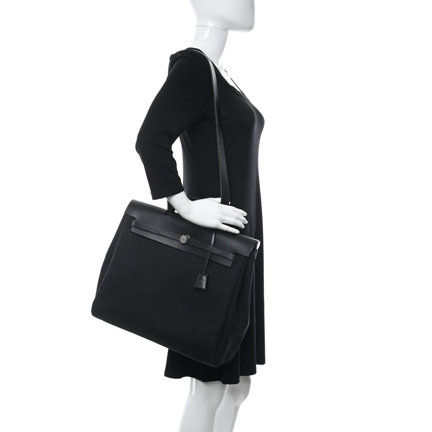 Hermes Toile Vache Calfskin Herbag 39 MM Black 2 of 11