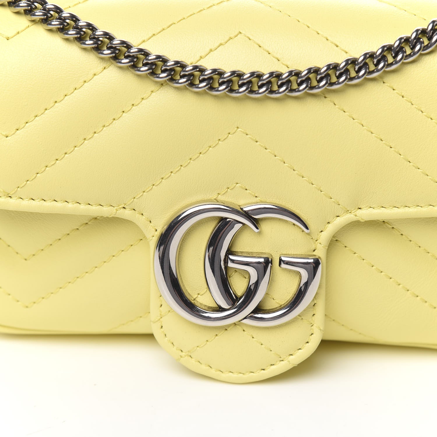 Gucci Calfskin Matelasse Super Mini GG Marmont Shoulder Bag Banana 9 of 10
