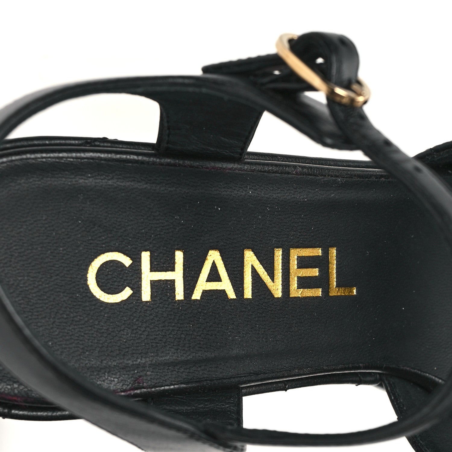 Chanel Lambskin Quilted Peep Toe Wedge Sandals 37 Black 8 of 11