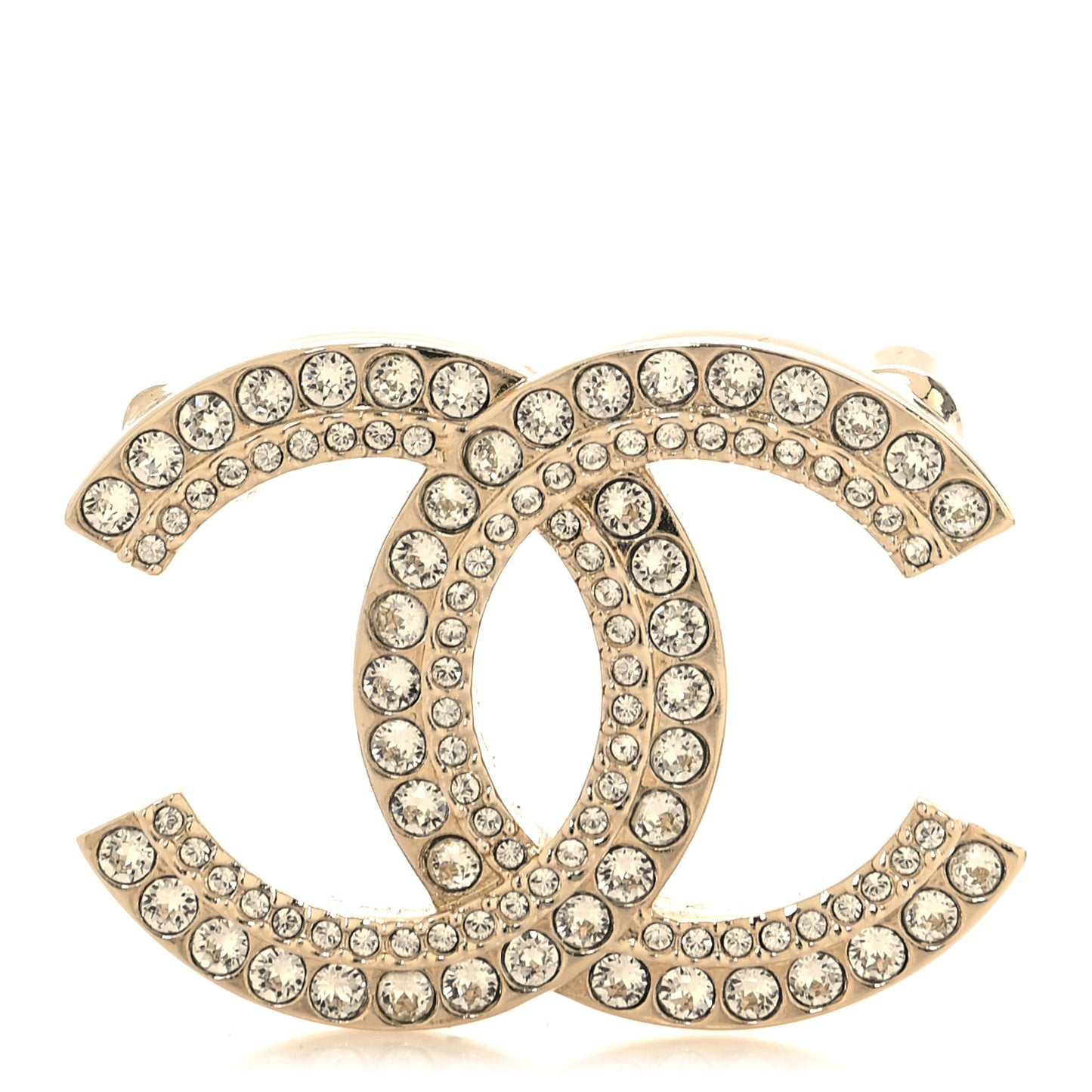 Metal Crystal CC Brooch Silver