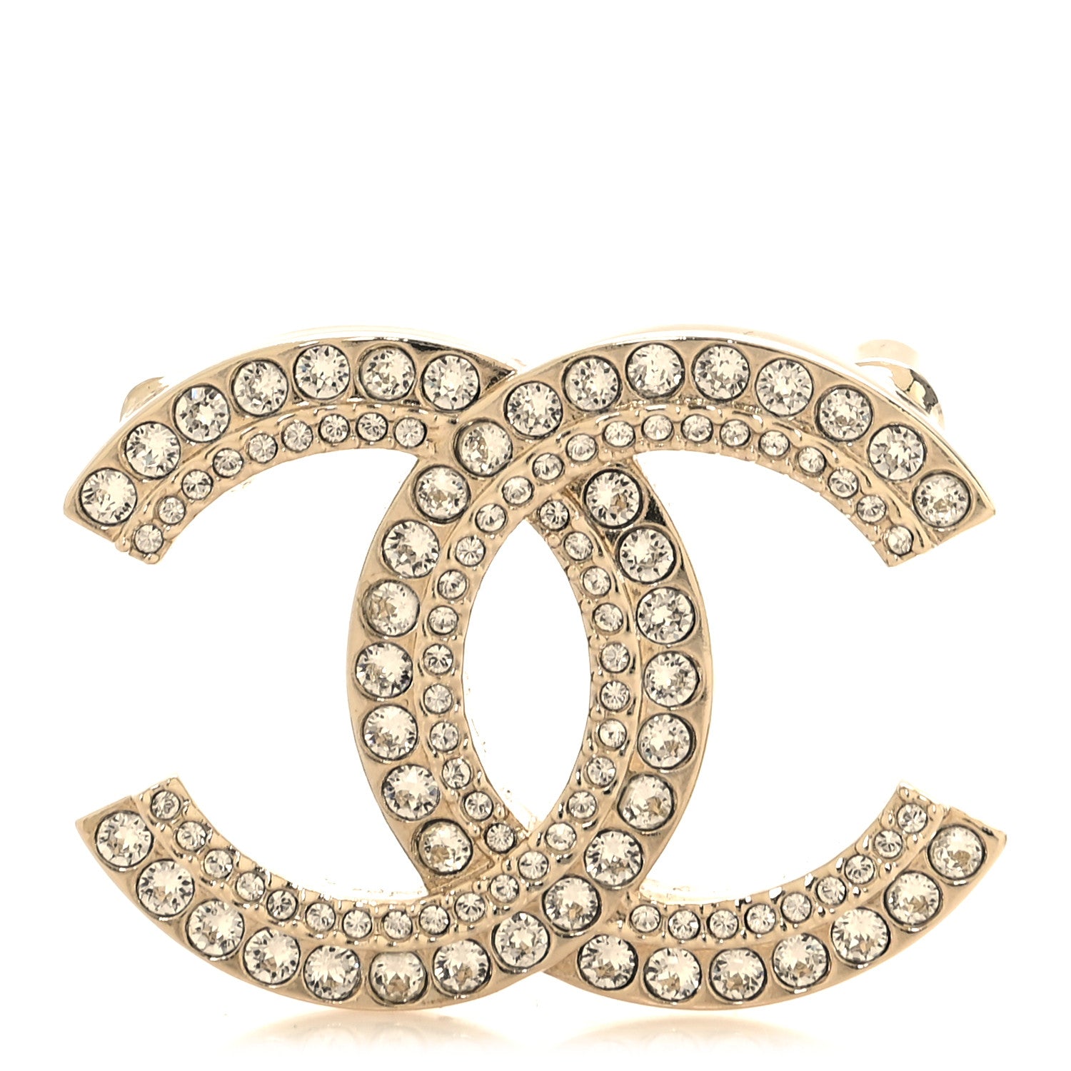 Chanel Metal Crystal CC Brooch Silver 1 of 4