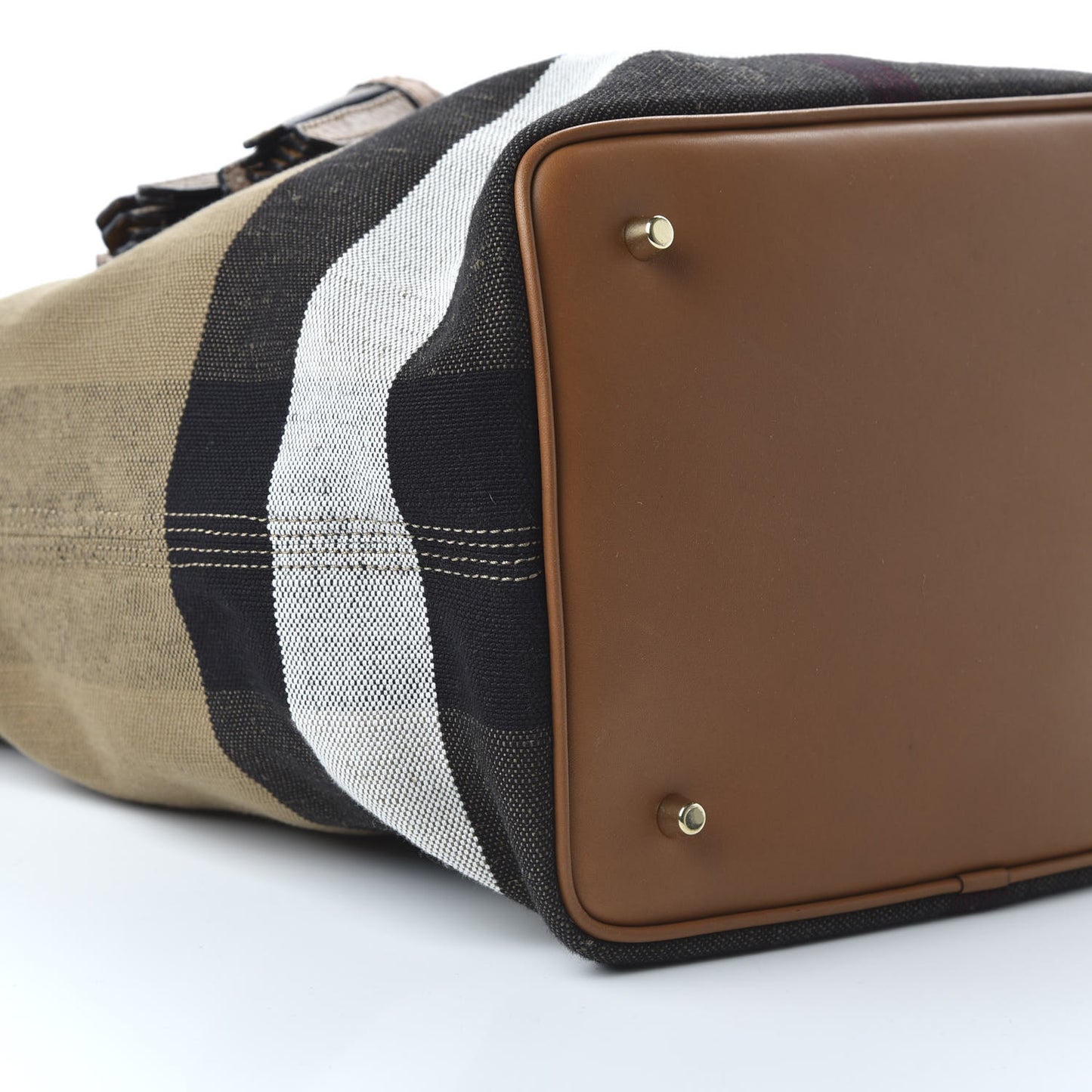 Grainy Calfskin Canvas Mega Check Medium Ashby Tassel Hobo Saddle Brown