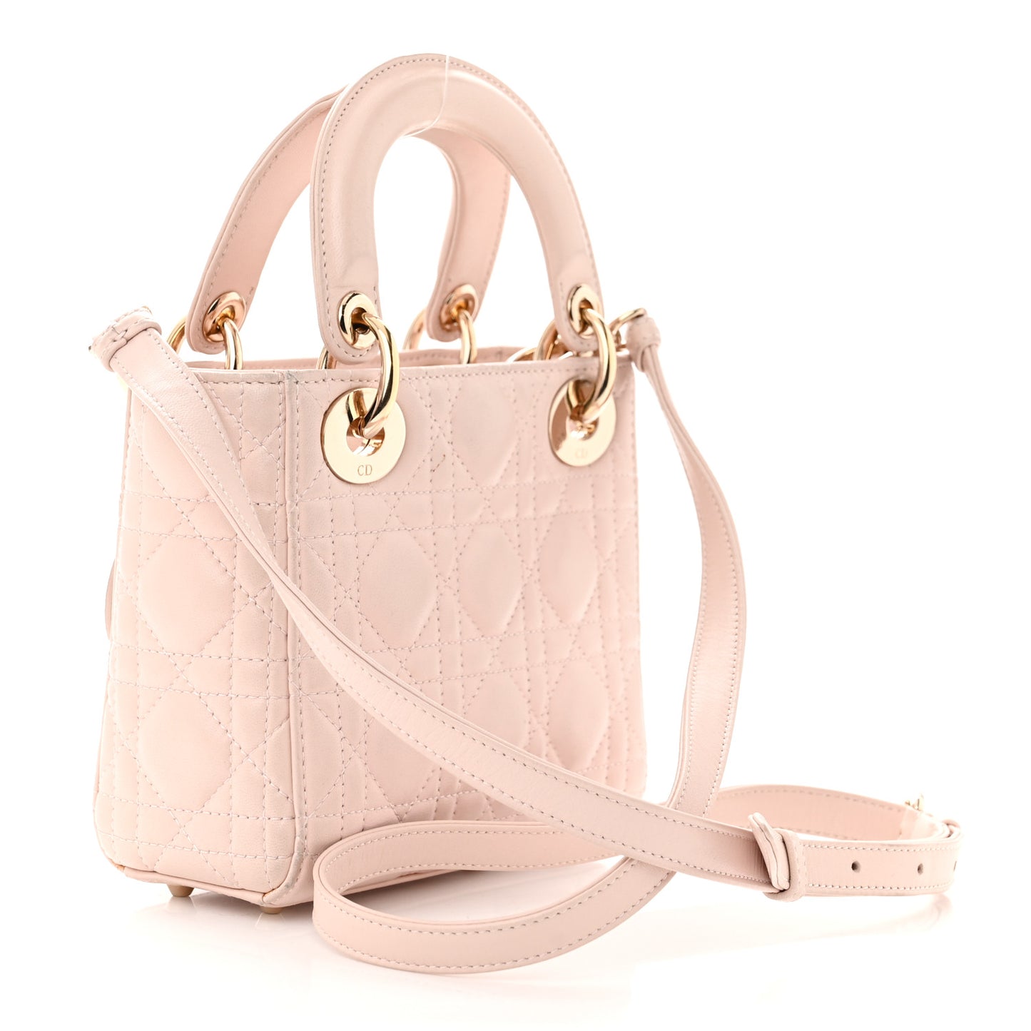 Lambskin Cannage Mini Lady Dior Rose Poudre