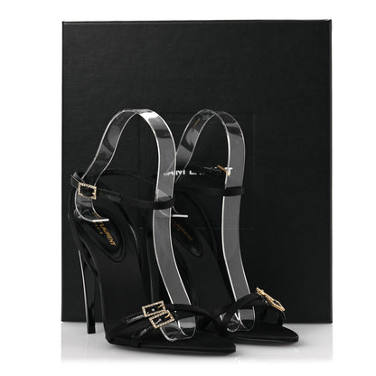 Saint Laurent Calfskin Satin Crystal Gippy 110 Sandals 36 Black 12 of 12