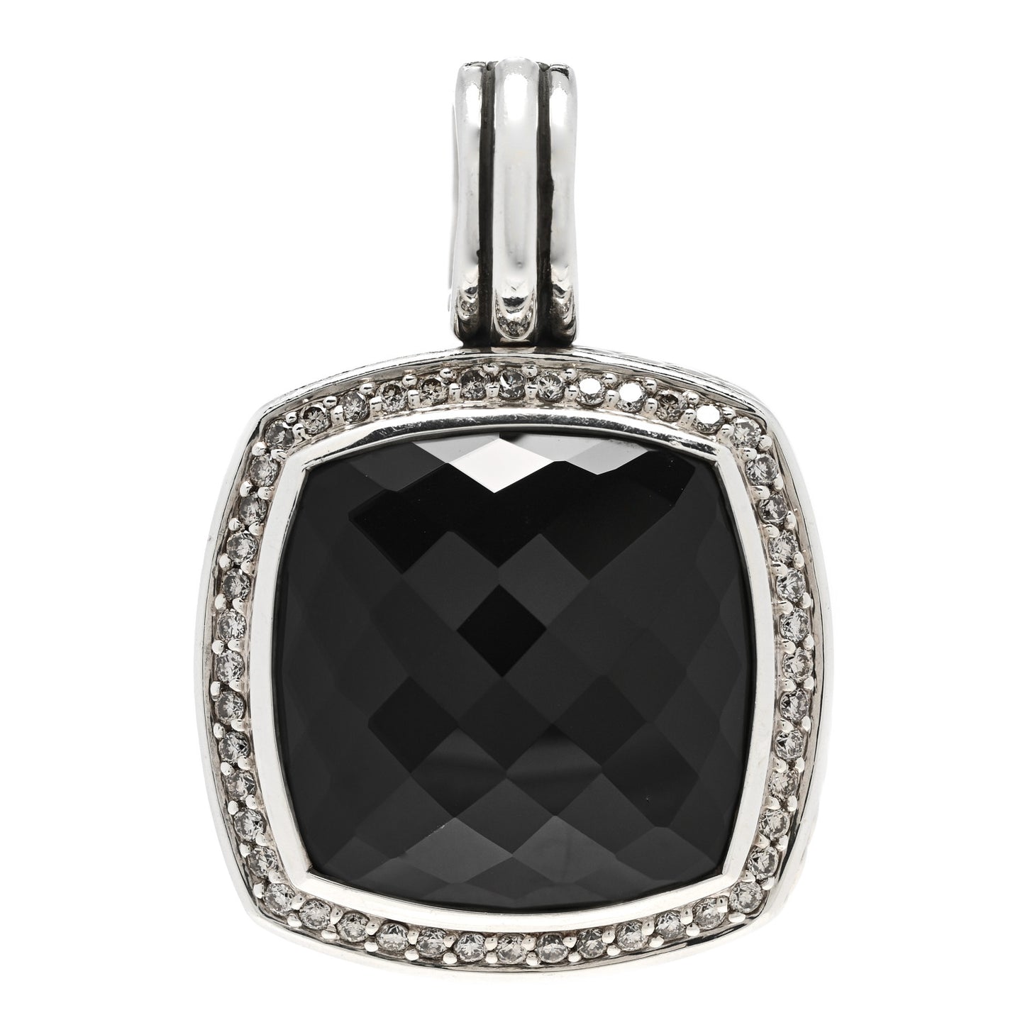 Sterling Silver Diamond Black Onyx 16mm Albion Enhancer Pendant