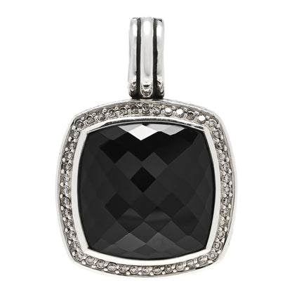 David Yurman Sterling Silver Diamond Black Onyx 16mm Albion Enhancer Pendant 1 of 4