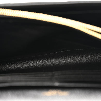 Saint Laurent Grain De Poudre Matelasse Chevron Monogram Chain Wallet Black 6 of 12