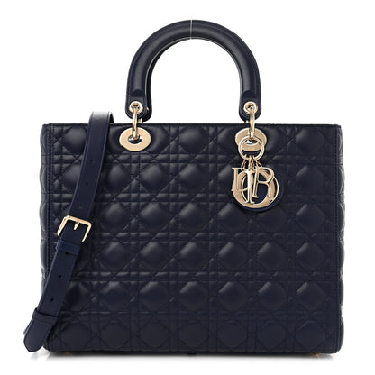 Christian Dior Lambskin Cannage Large Lady Dior Navy Blue 1 of 9