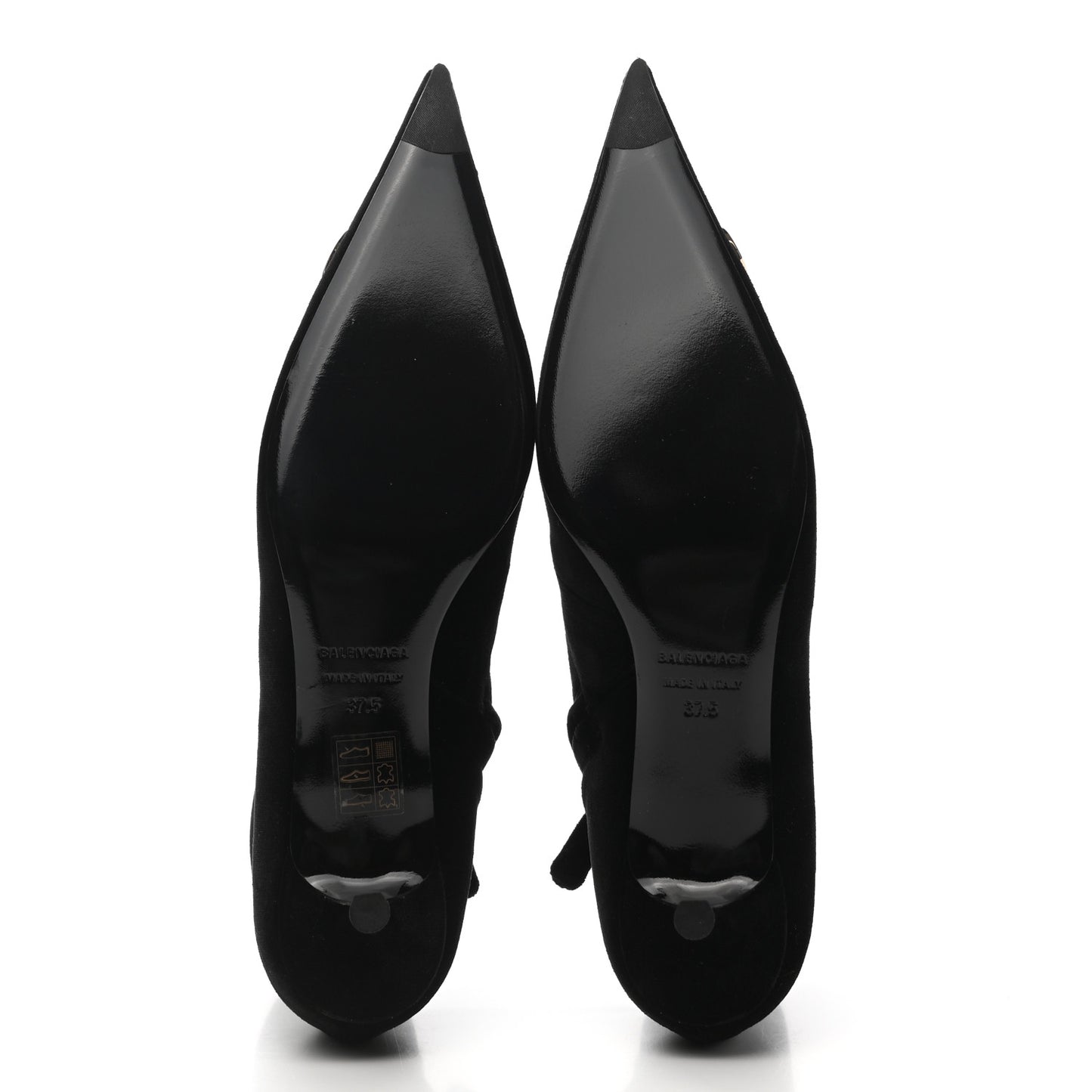 Velvet BB Pointy Toe Ankle Booties 37.5 Black Vintage