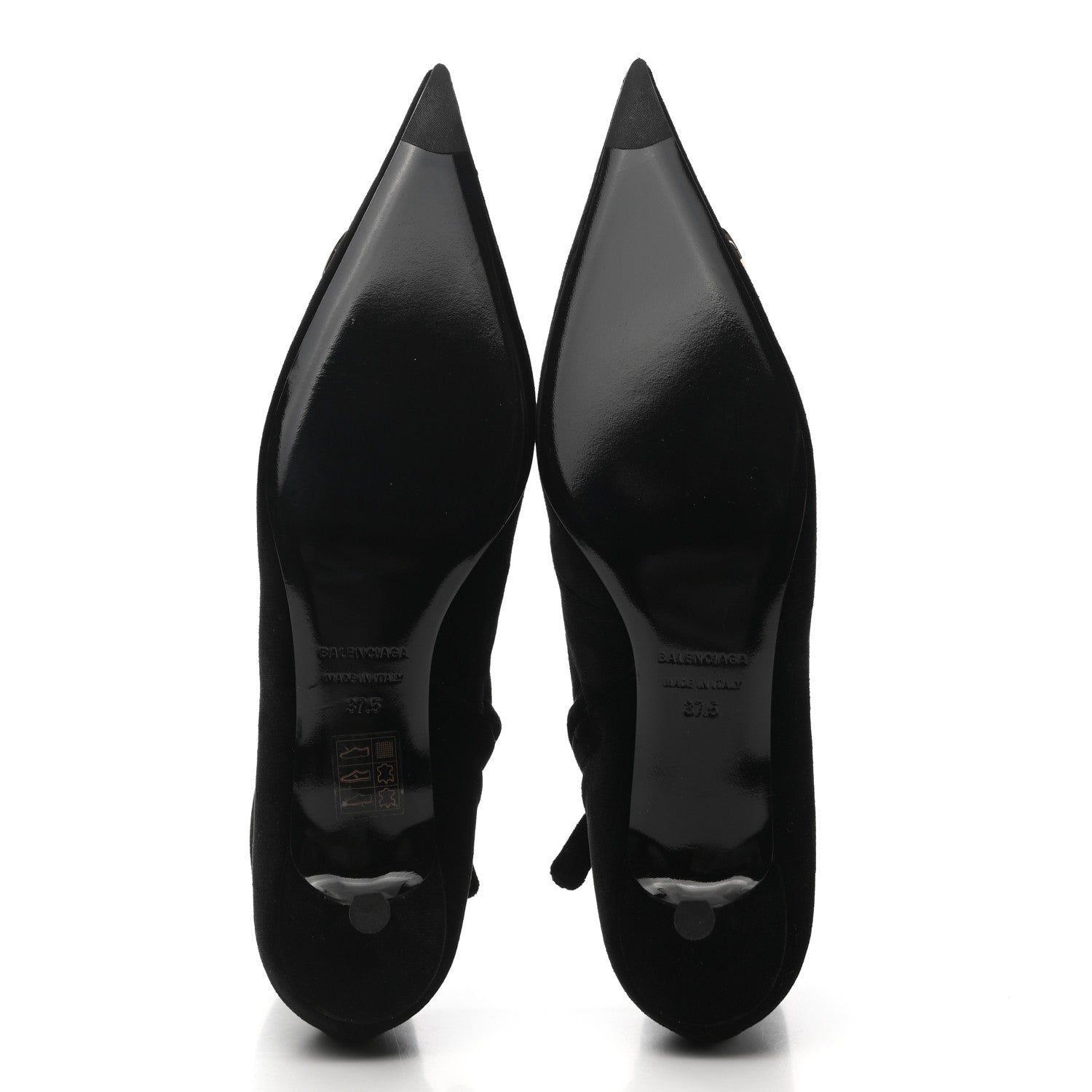 Balenciaga Velvet BB Pointy Toe Ankle Booties 37.5 Black Vintage 5 of 9