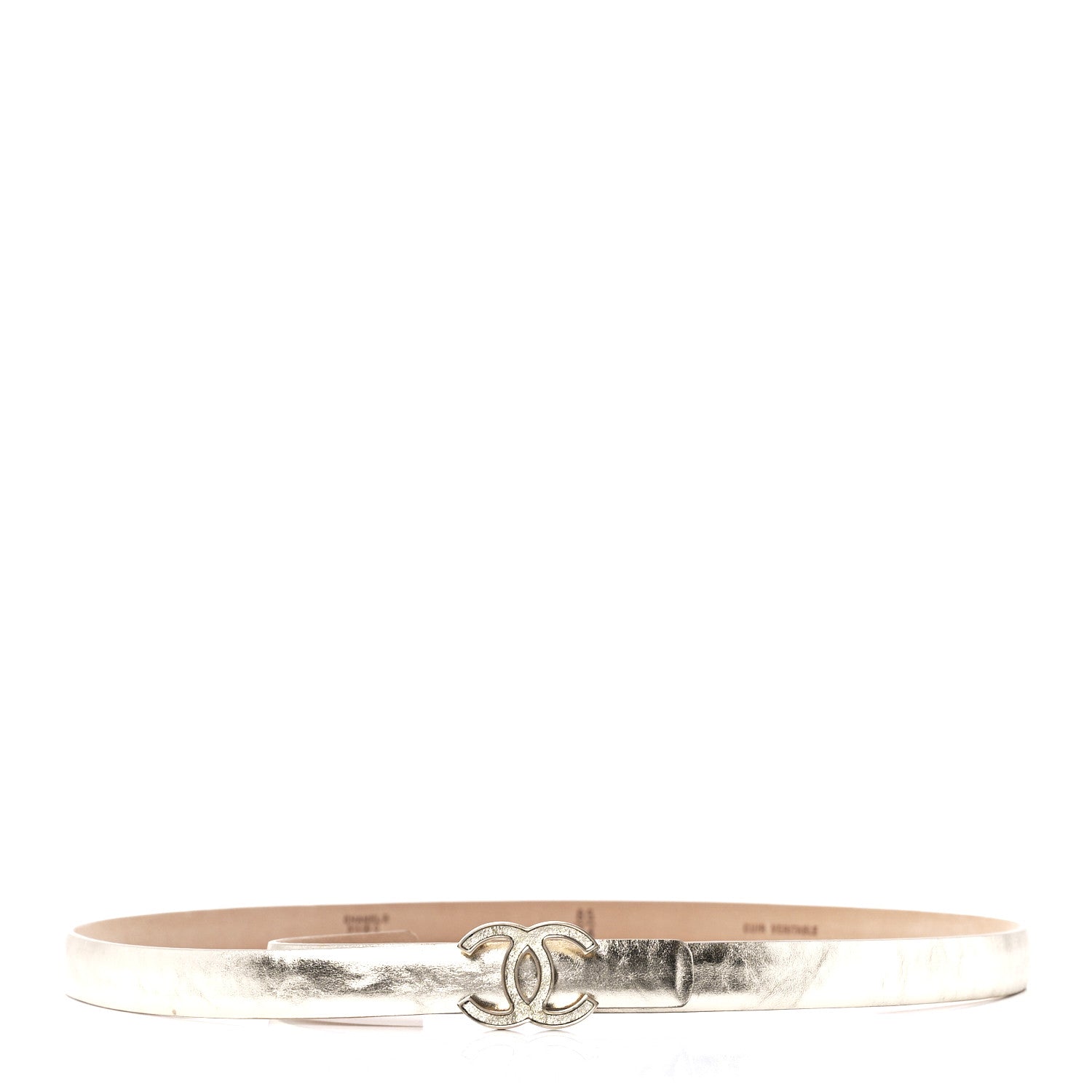 Chanel Metallic Lambskin CC Logo Skinny Belt 85 34 Gold 1 of 6